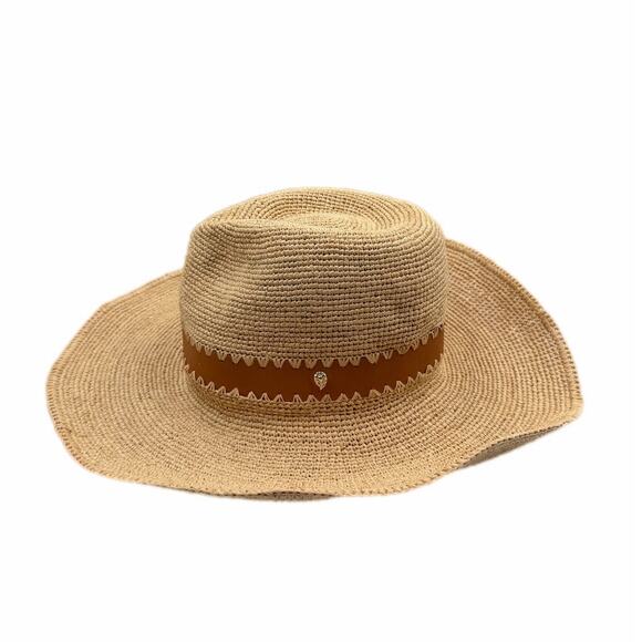 Helen Kaminski OS Acheron Adjustable Raffia Leather Wide Brim Fedora Sun Hat - Picture 5 of 10